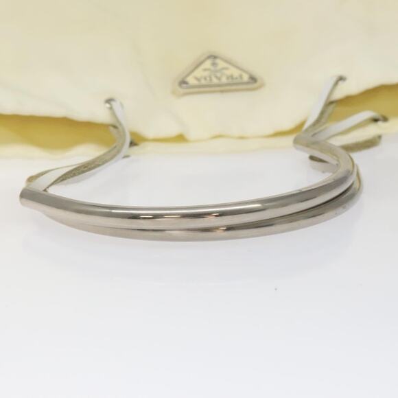PRADA Hand Bag Nylon Cream Silver - Picture 7 of 12